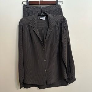 Vintage Carole Little St-Tropez W Silk Black/Gray Houndstooth 2-Piece Dress Sz 6